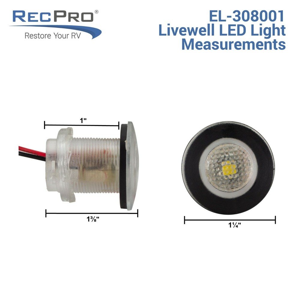 Livewell Round Led White RV Courtesy Light 12V Waterproof 4 Pack