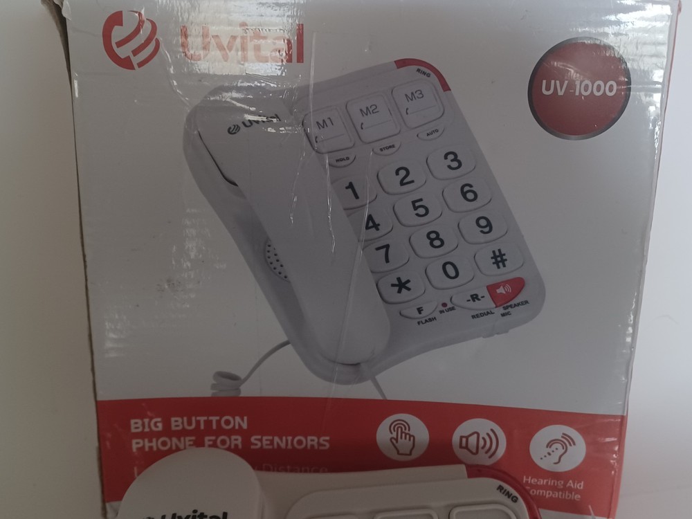 Big Button Phone for Seniors - Simple Basic Telephone for Elderly, White Telepho