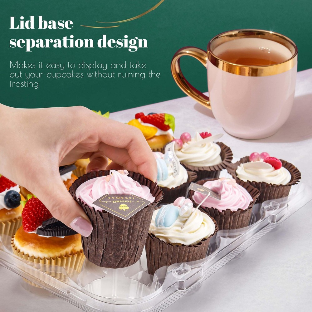 12 Count Cupcake Containers 12 Pack Cupcake Holders Plastic Stackable Cupcake Bo