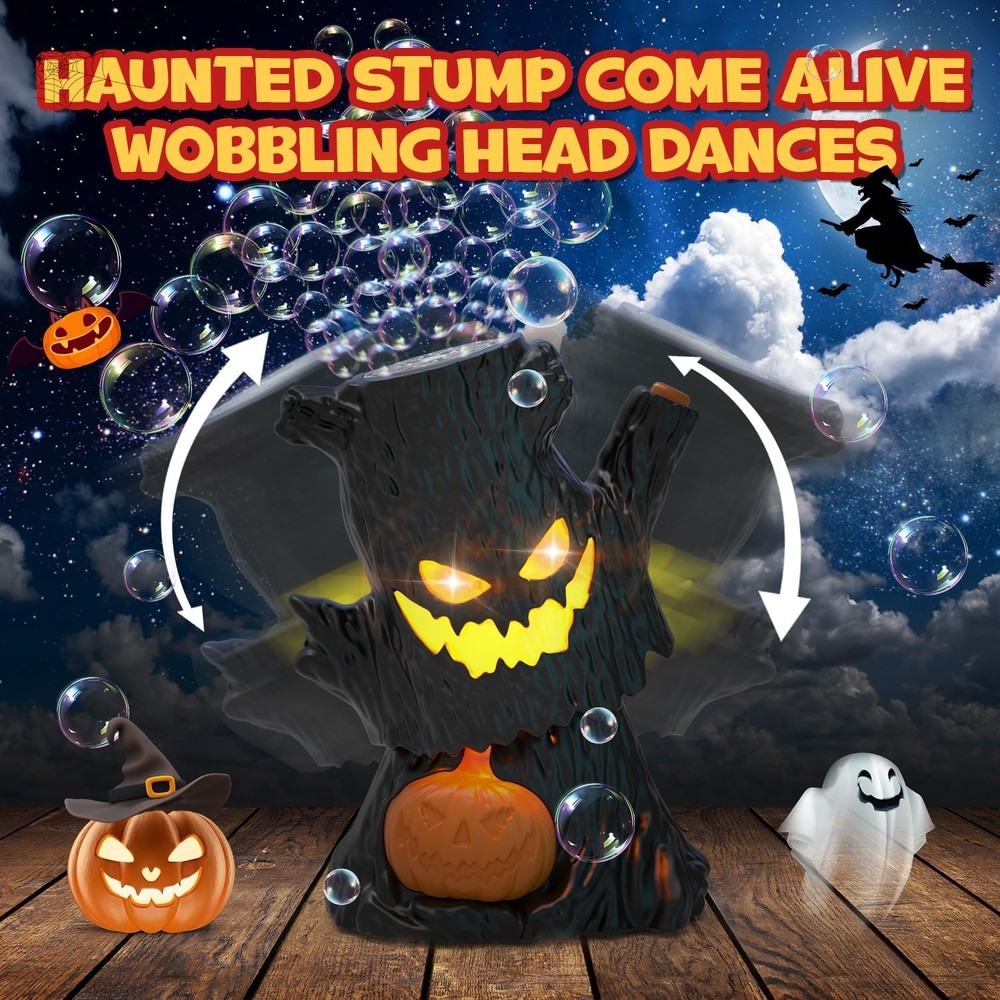 Rechargeable Bubble Machine - Automatic Bubble Blower Haunted Stump - Wobbly Hea