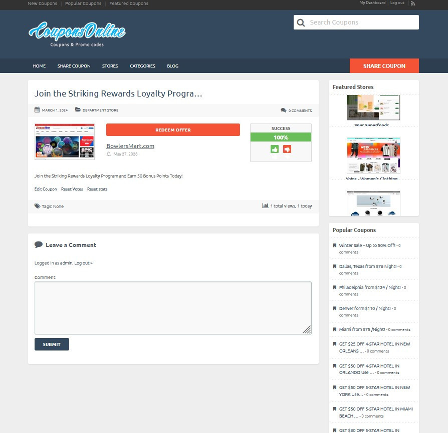 Coupons Discount Codes Sharing Website - Auto Pilot - Free Hosting + SSL