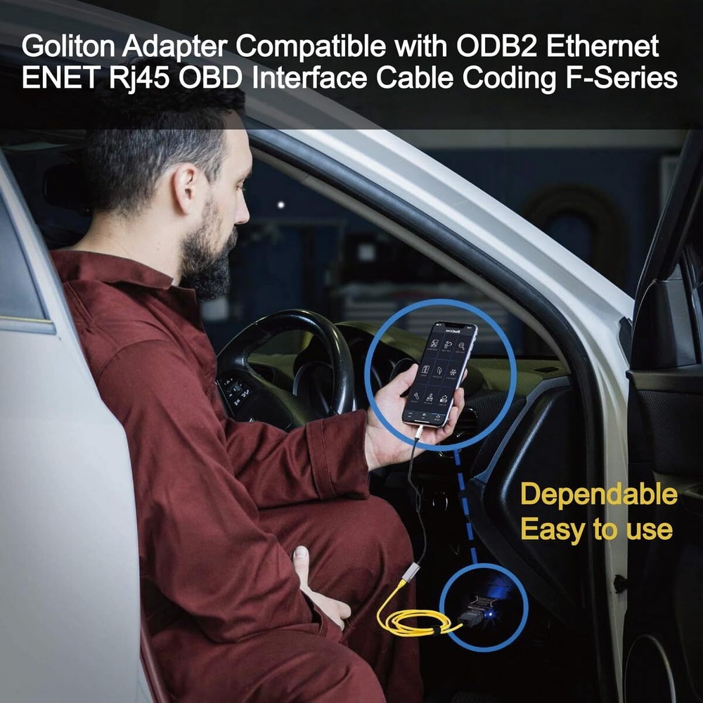Connect Compatible Cable for ODB2 Ethernet ENET Rj45 OBD Interface Cable Codi...