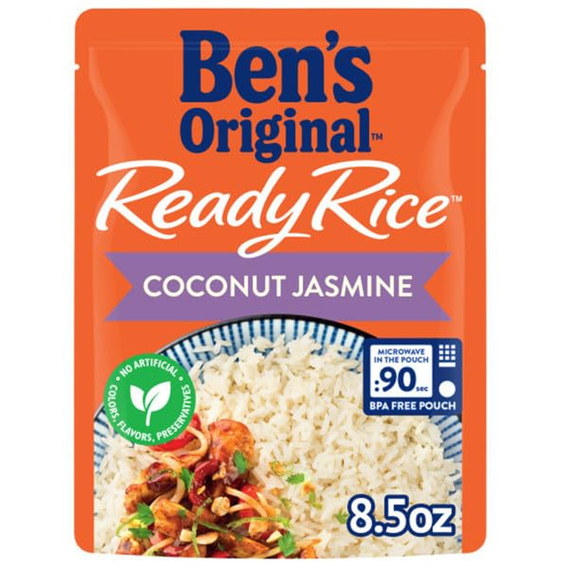 Ready Rice Coconut Jasmine Flavored Rice, Easy Dinner Side, 8.5 Oz Pouch (Pack o