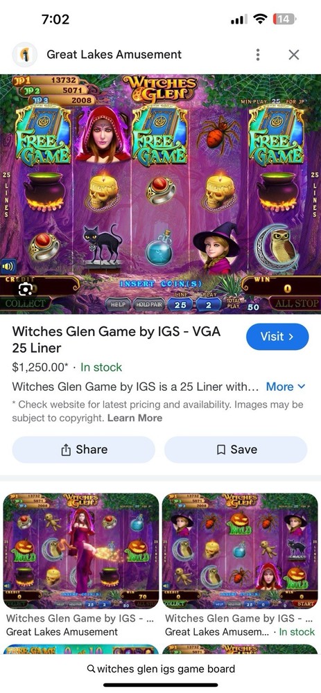 IGS Witches Glen Original Game Board