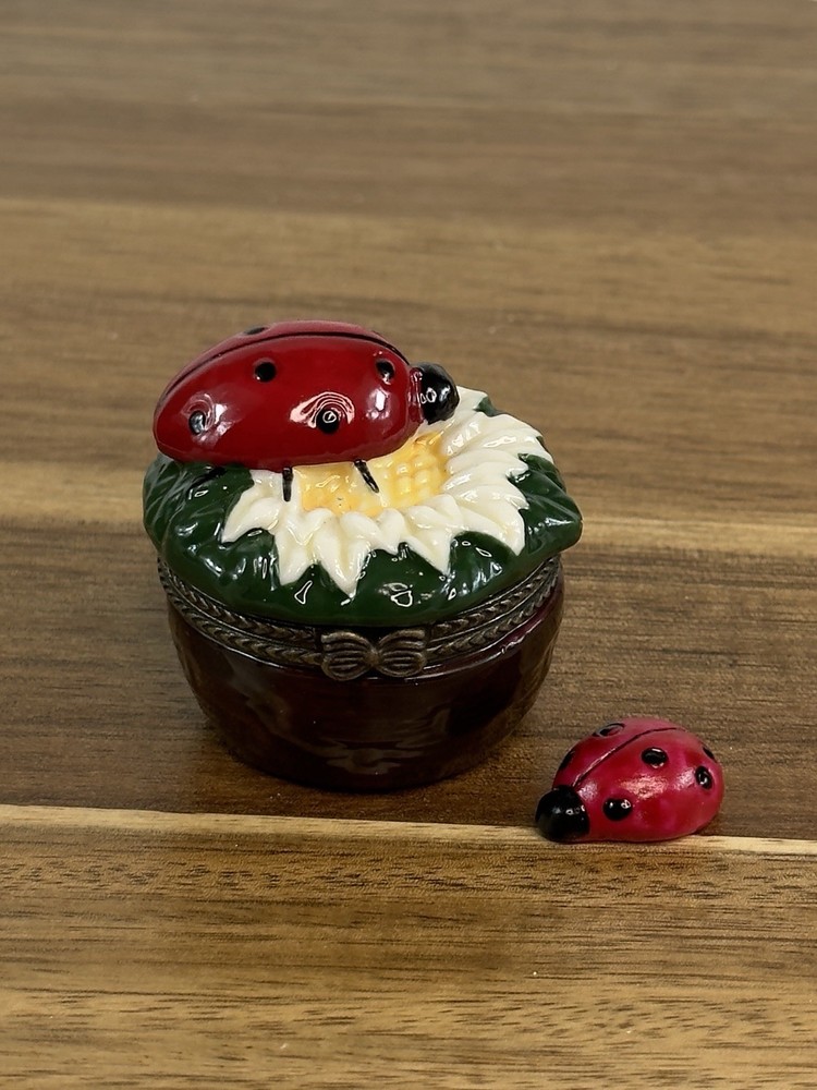 Porcelain Hinged Trinket Box Ladybug