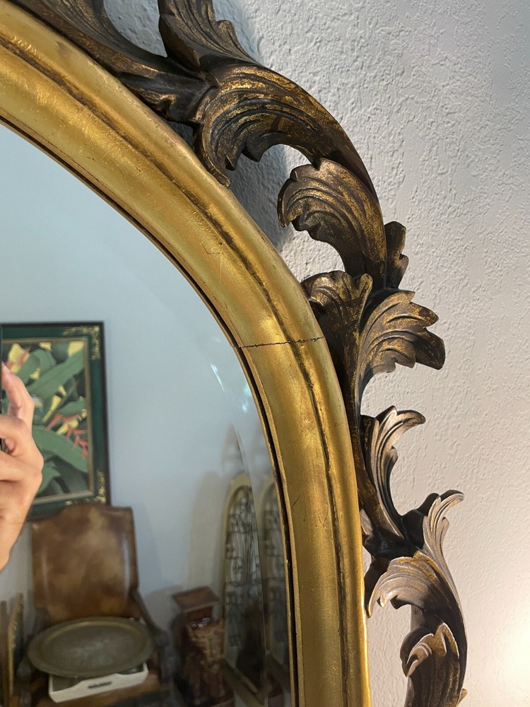 Vintage John Richard Ornate Rococo Solid Wood Gilded Frame Mirror 54" x 33"