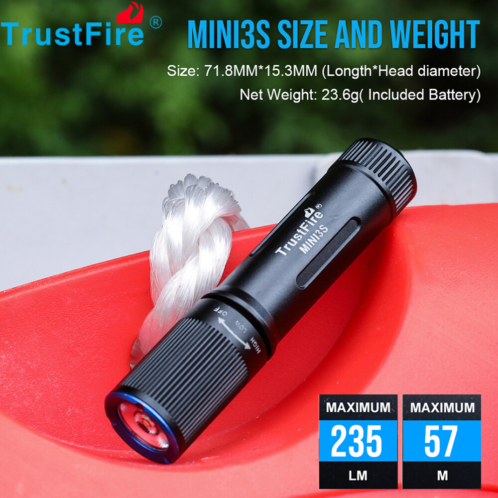 Trustfire MINI3S Keychain Flashlight 235Lumen Rechargeable EDC MINI Flashlight