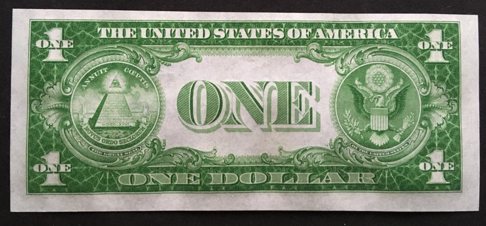 1935 plain Silver Certificate $1 Blue Seal Gem Uncirculated misaligned error