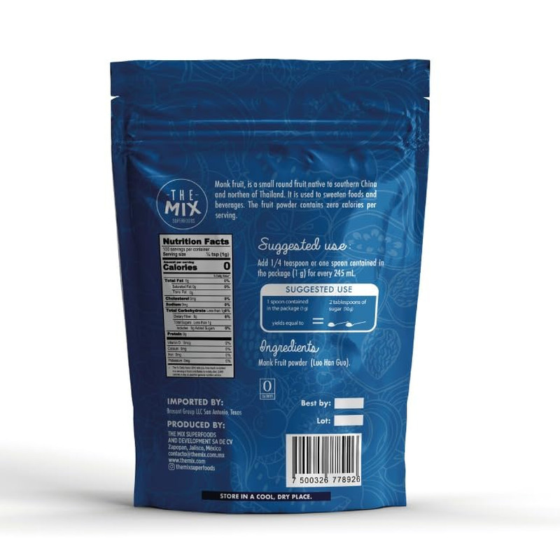 , Monk Fruit PURE, NO Erythritol, NO Artificial, JUST Monk Fruit 100% (100 G)