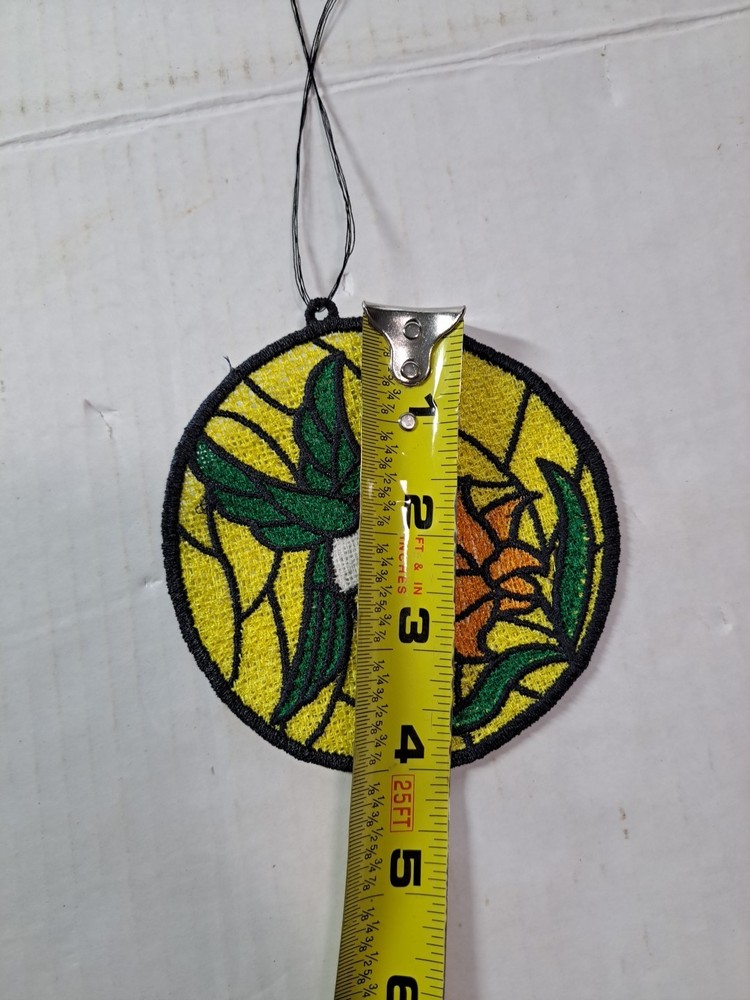 Embroidered Hummingbird Pattern Design Faux Suncatcher