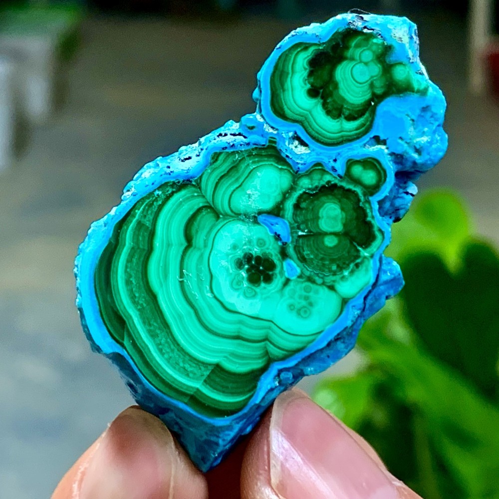46G Natural Chrysocolla/Malachite transparent cluster rough mineral sample