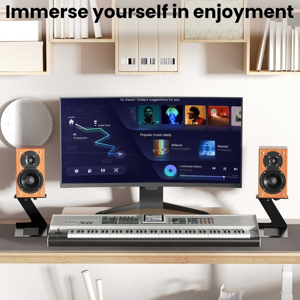 Desktop Speaker Stands Pair, Speaker Riser for Most Small & Medium Bookshelf ...