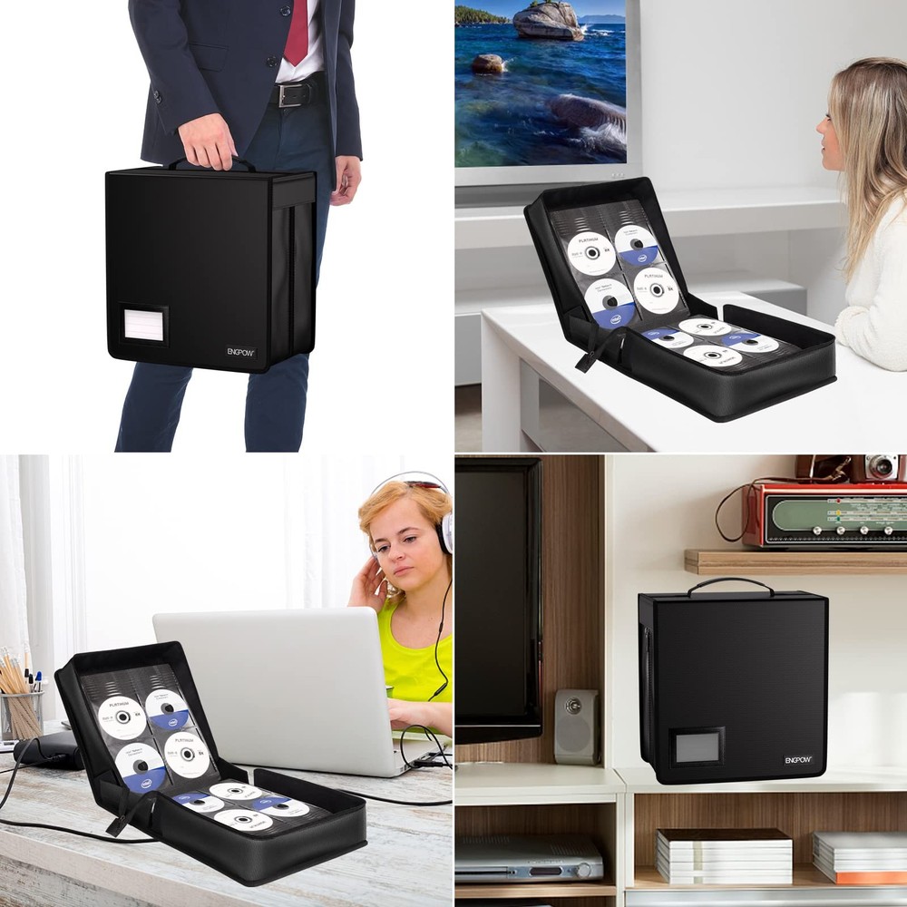 Fireproof CD Case, CD/DVD Storage Box,400 Capacity CD Binder DVD Storage Hold...