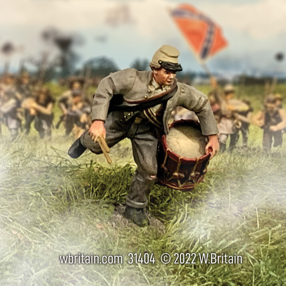W.Britain 31404 Young Confederate Drummer Advancing  (Britains)