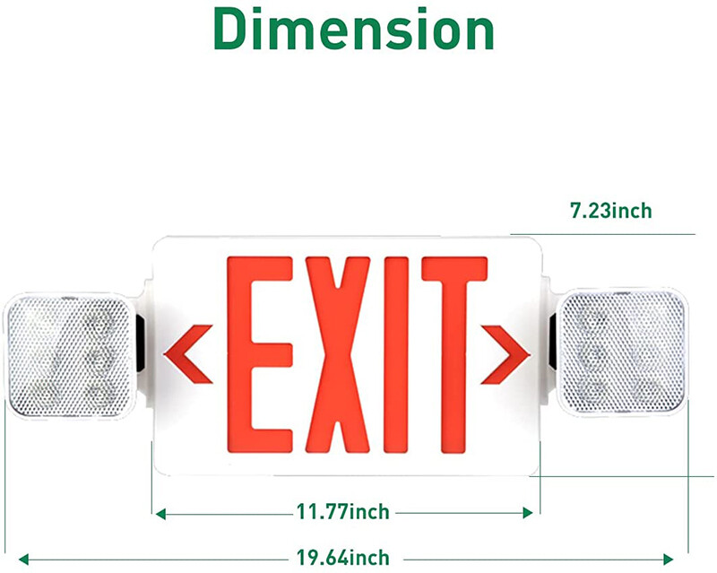 2PACK Exit Sign with Emergency Light Double Side Adjustable Square Head UL 94V-0
