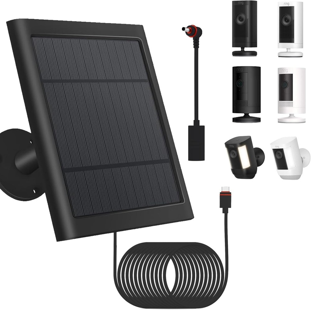 Solar Panel with 10FT Long Cable Dustproof Waterproof - for Ring Security Camera