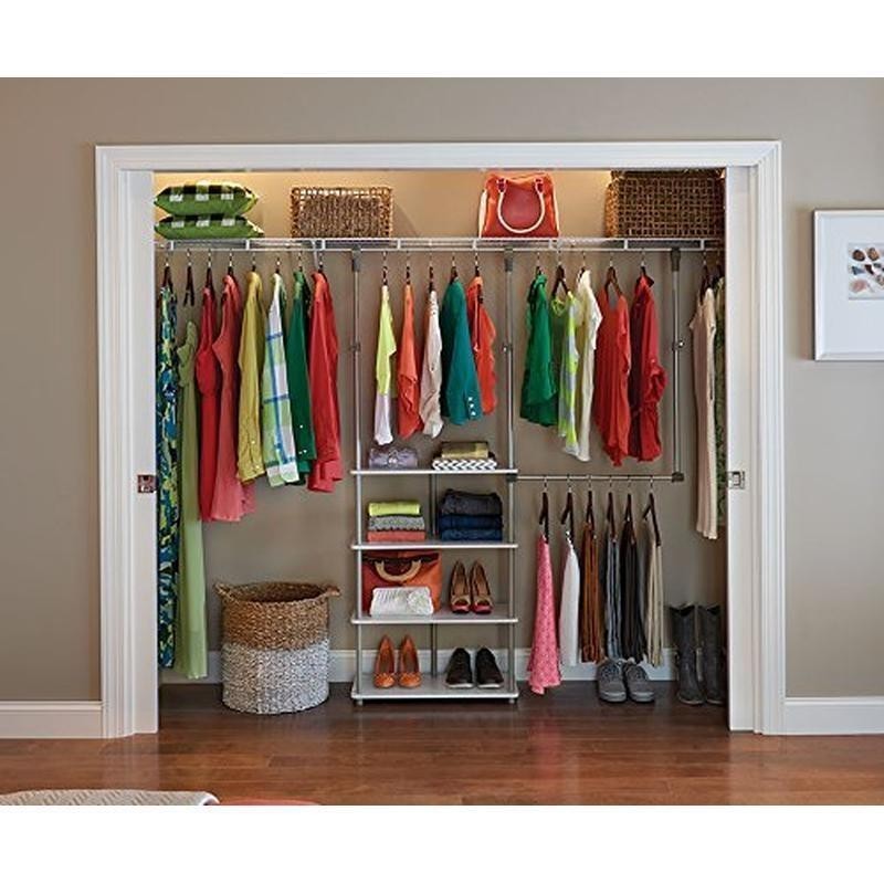 Closet Maximizer 4 Shelf Adjustable Double Hang Rod Tool Free Assembly New