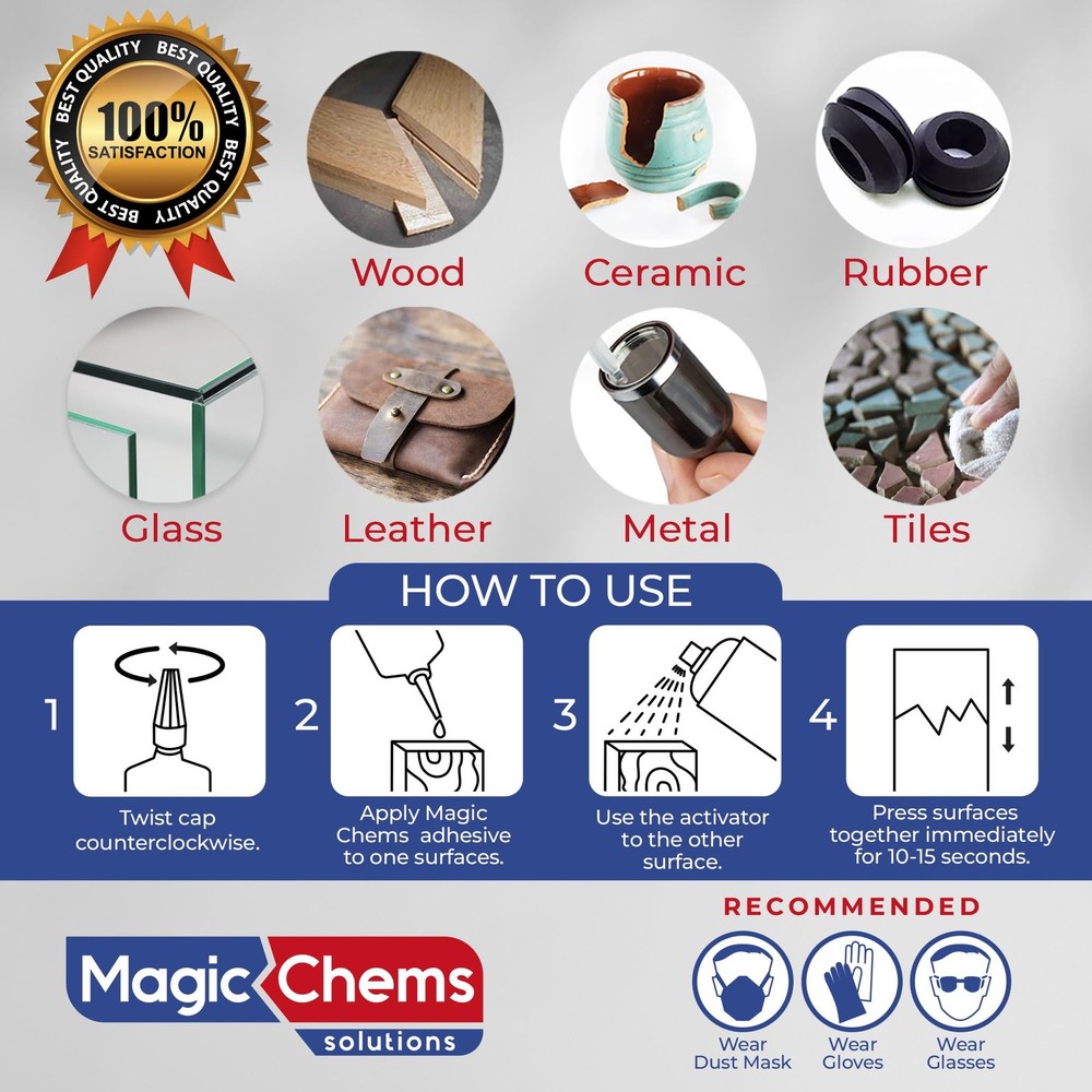 Magic Chems CA Glue with Activator (2 x 3.5 Extra Large Set (1 Pack), Clear