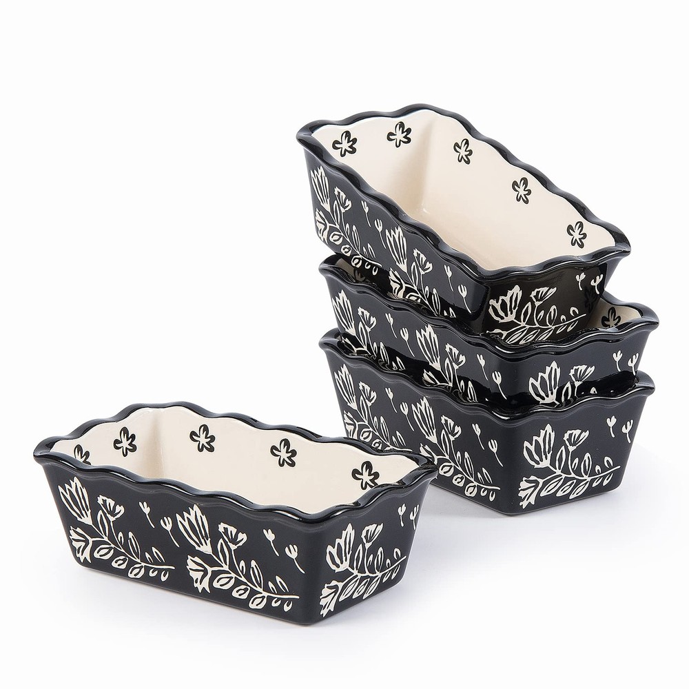 Mini Loaf Pans for Baking - 4-Piece Ceramic Bread Pans