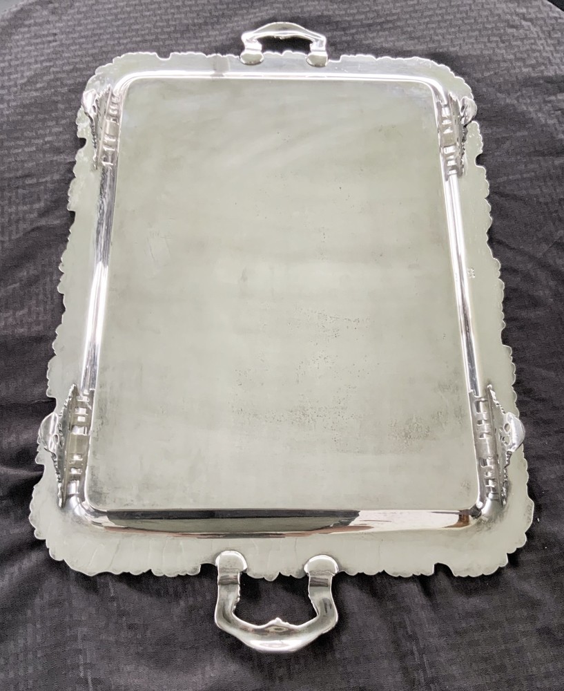 Antique Webster & Son Silverplate Grape pattern platter chased silver plate tray