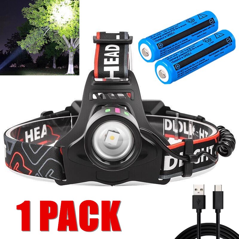 99000000LM Most Powerful LED Headlamp Head Torch Tactical Rechargeable Headlight