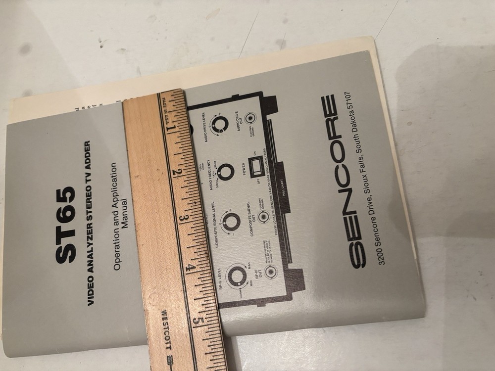 Sencore ST65 Video analyzer stereo TV adder - OPERATION & APPLICATION MANUAL