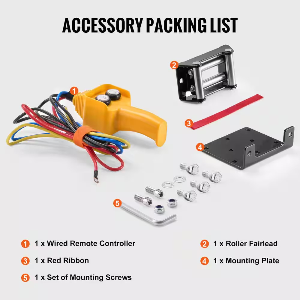 Electric Winch, 2000 Lbs. Line Pull Capacity, 12V DC ATV/UTV Winch with Φ5/32 In