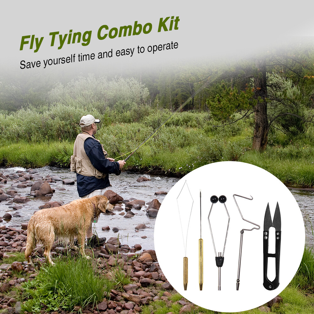 5pcs Fly Tying Tools Combo Kit Fly Tying Vise Bobbin Holder Threader L1N8