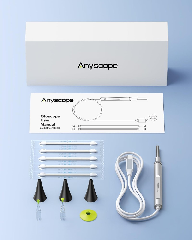 AnyScope Digital Otoscope Compatible with iPhone and Android Devices, HD Ear ...