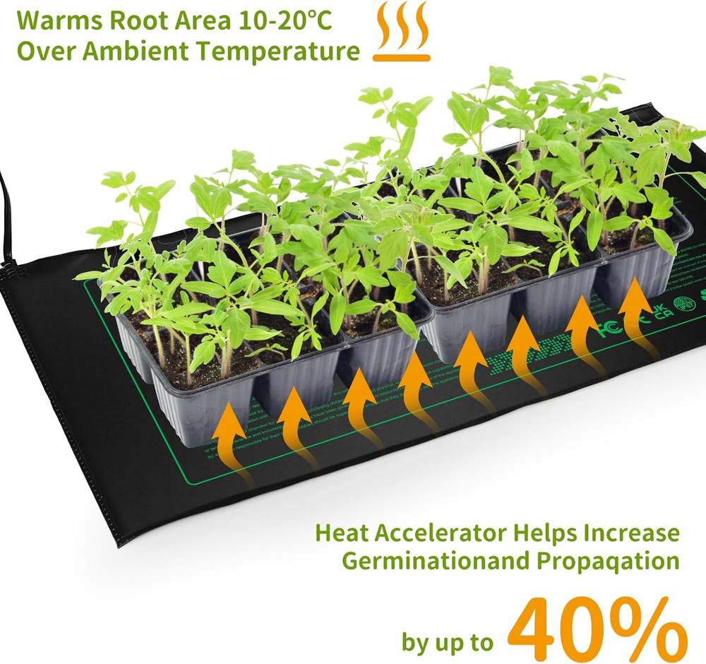2 Pack Seedling Heat Mat, Durable Waterproof Seed Germination Heating Mat, Warm