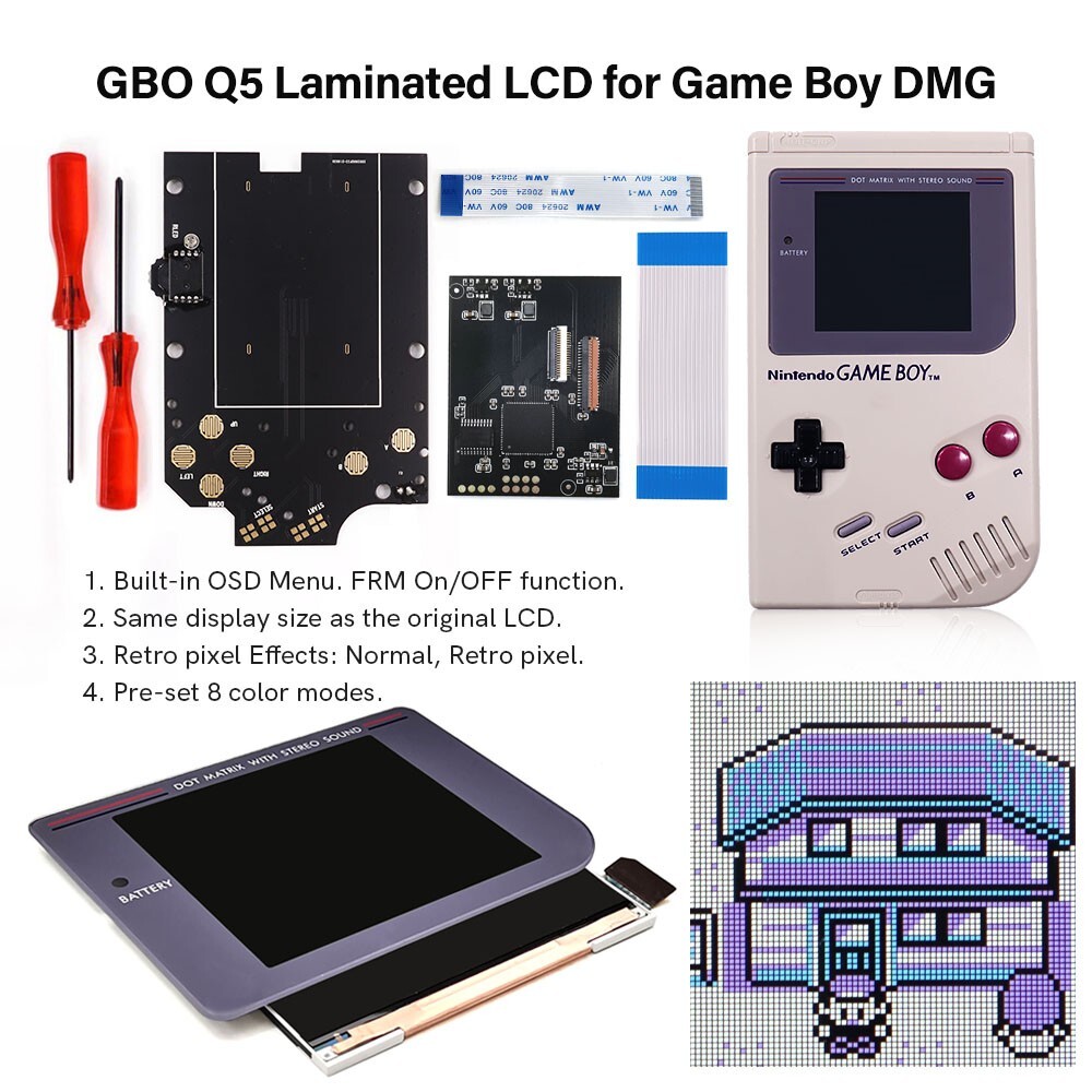 GB DMG IPS Q5 Laminated Screen Kit+Pre-cut Shell No Solder Built-in FRM Function