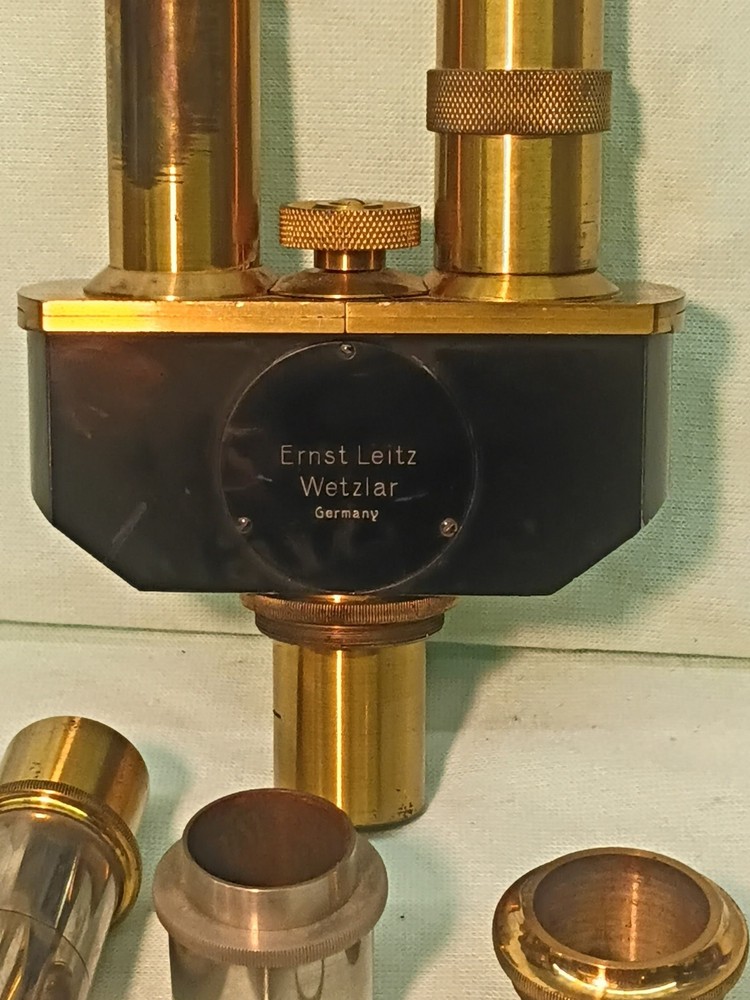 Vtg 1925 Ernst Leitz Wetzlar Microscope both Binocular & Single & Case & Optics