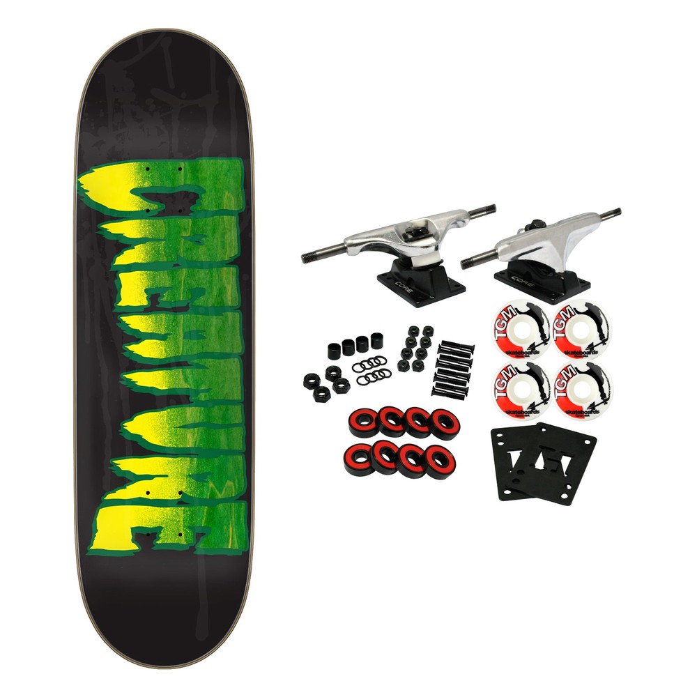 Creature Skateboard Complete Logo Spray Stumps Black 9.0" x 32.15"