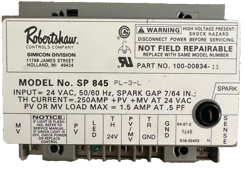 100-00834-11 Furnace Ignition Control Board Module SP845