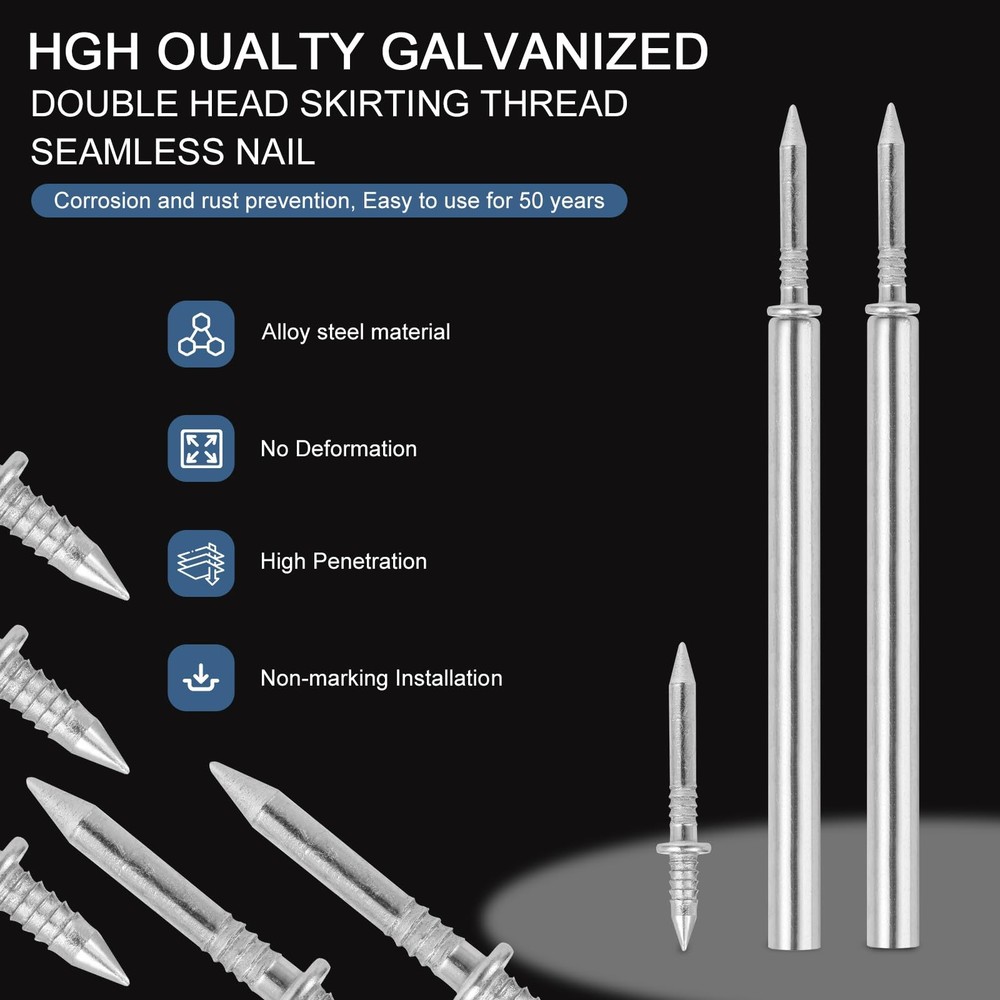 400pcs Hardware Nails Double Head Skirting with 4 Tools 1/4-80, Silver