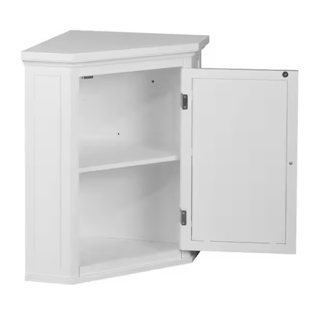 Teamson Home Glancy Removable Corner Wall Cabinet with Adjustable Shelf, White
