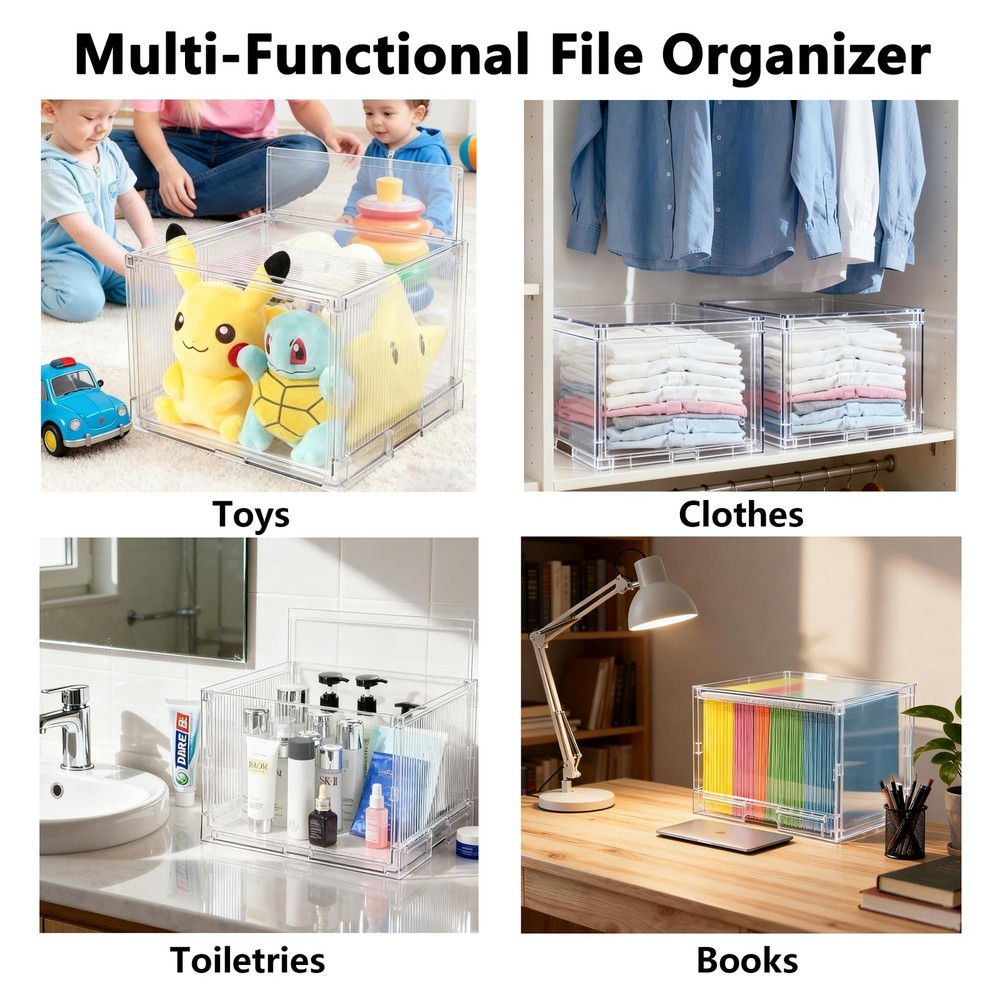 MUKAI File Box Organizer, Hanging Folder Storage Boxes, File Folder Organizer wi