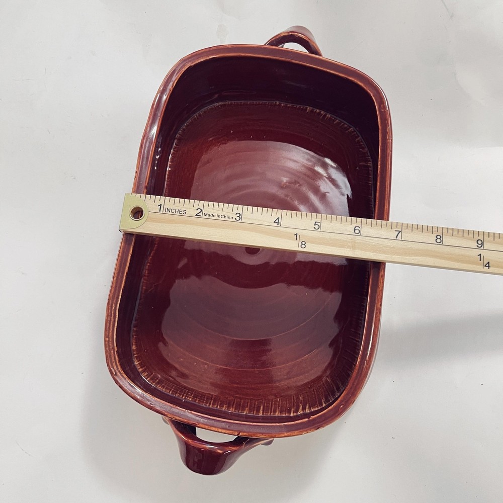 Handmade Rectangular Ceramic Baking Dish 10x7 Red Pottery Ovenware Rustic