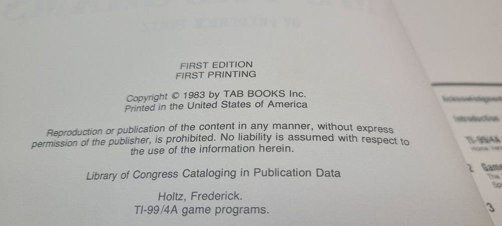 Vtg 1983 TI-99/4a GAME PROGRAMS Reference Book Manual HOLTZ PC Texas Instruments