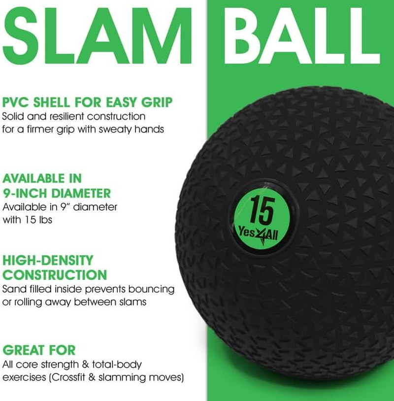 Slam Ball, No-Bounce Ball for Exercise, Cross Training and Core Strength Workout