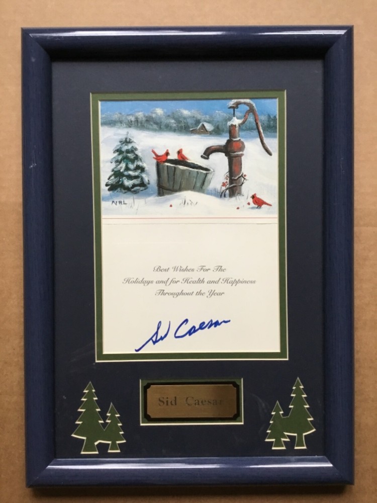 Rare Sid Caesar In-Person Signed Christmas Card with Custom Framing