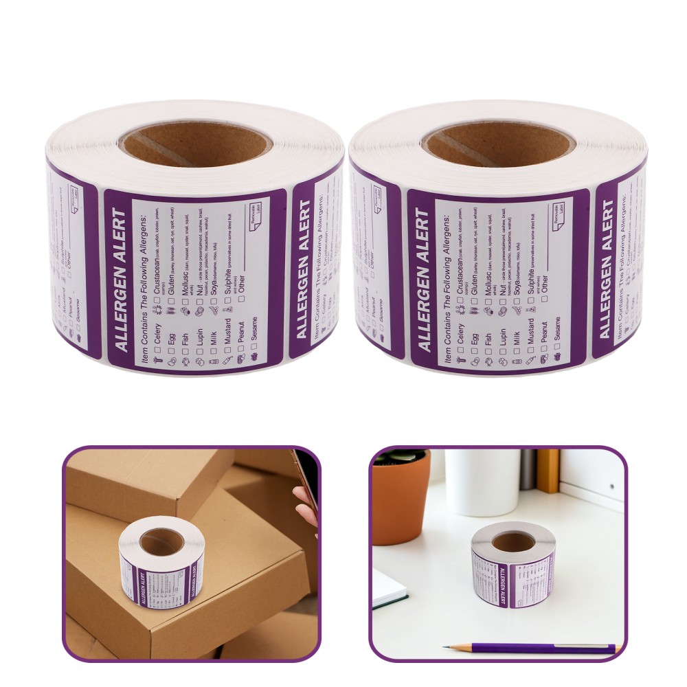2 Rolls Allergen Label Notification Stickers Identification Labels