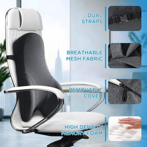 High Back Support Pillow for Office Long Pillow, Dark Grey