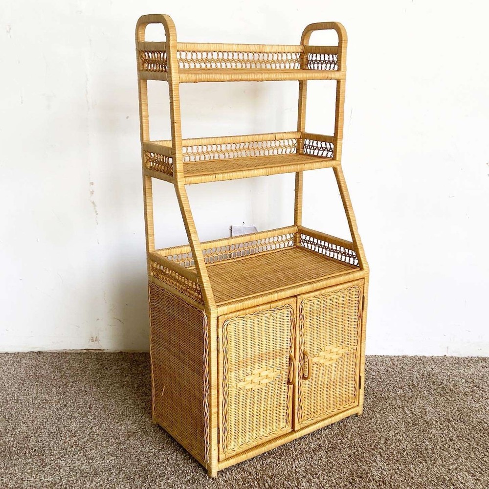 Boho Chic Rattan and Wicker Etagere
