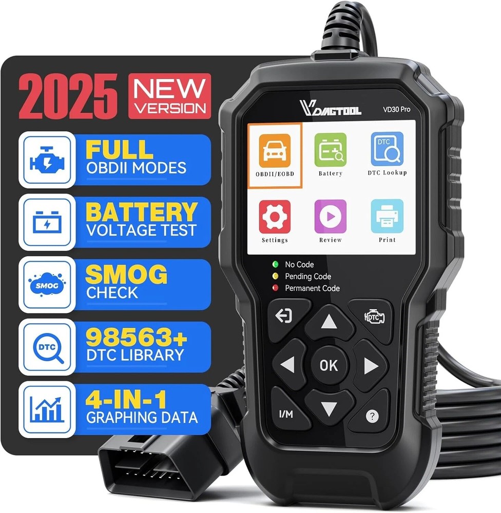 2025 VDIAGTOOL VD30Pro OBD2 Scanner Car Engine Fault Diagnostic Tool Code Reader