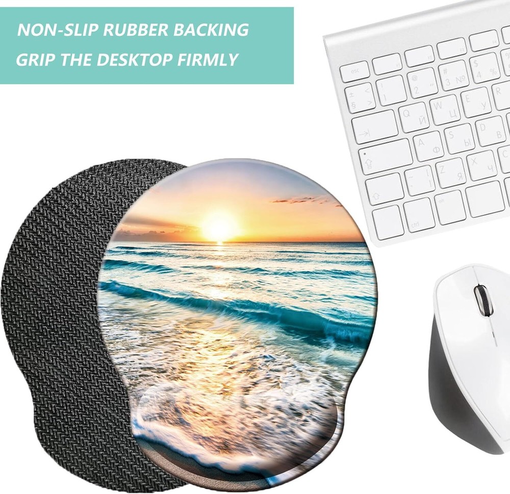 Mouse Pad with Wrist Support, Ergonomic Memory Foam O-beach