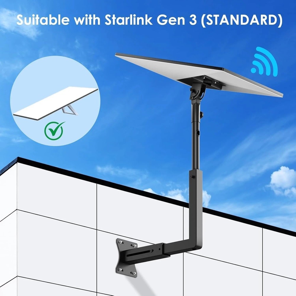 Starlink Mount,Adjustable Starlink Wall Mount Gen 3 with Telescoping Support Arm