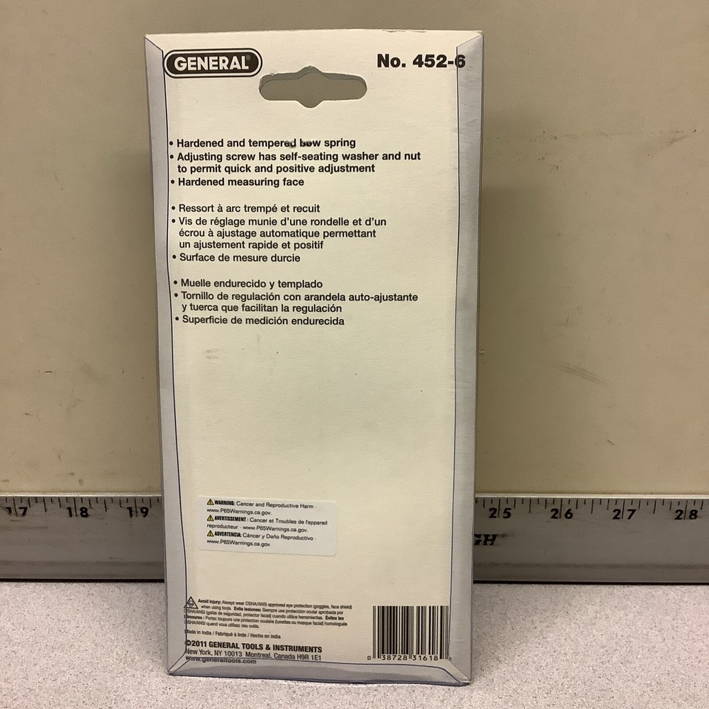 General Tools 452-6 Outside Calipers, 6 Inch Jaw Capacity