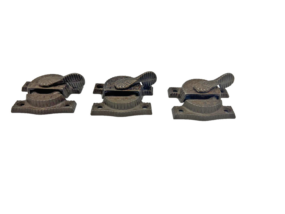 3 matching Victorian Aesthetic 2 pc. Window Lock Latch Sets