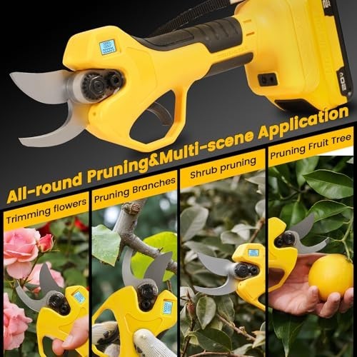 Cordless Brushless Electric Pruning Shears, 20V Compatible, LCD Display, Adjusta